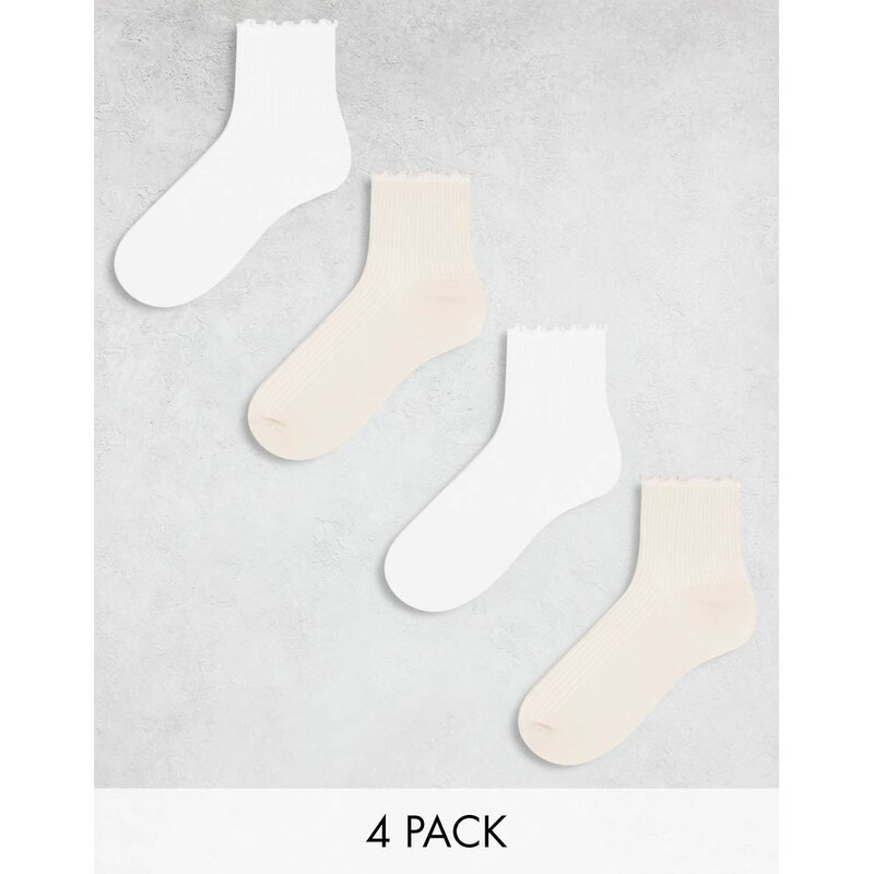 Lindex 4 pack lettuce edge ankle sock in multi 100674925