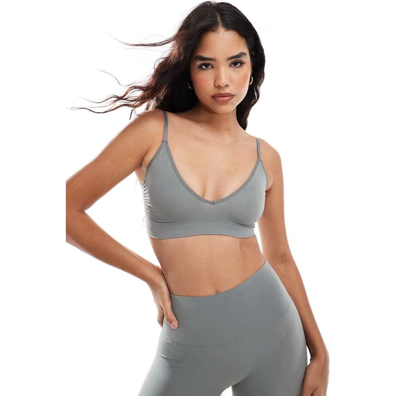 Vero Moda seamless deep v bra top co-ord in sage green 115509861
