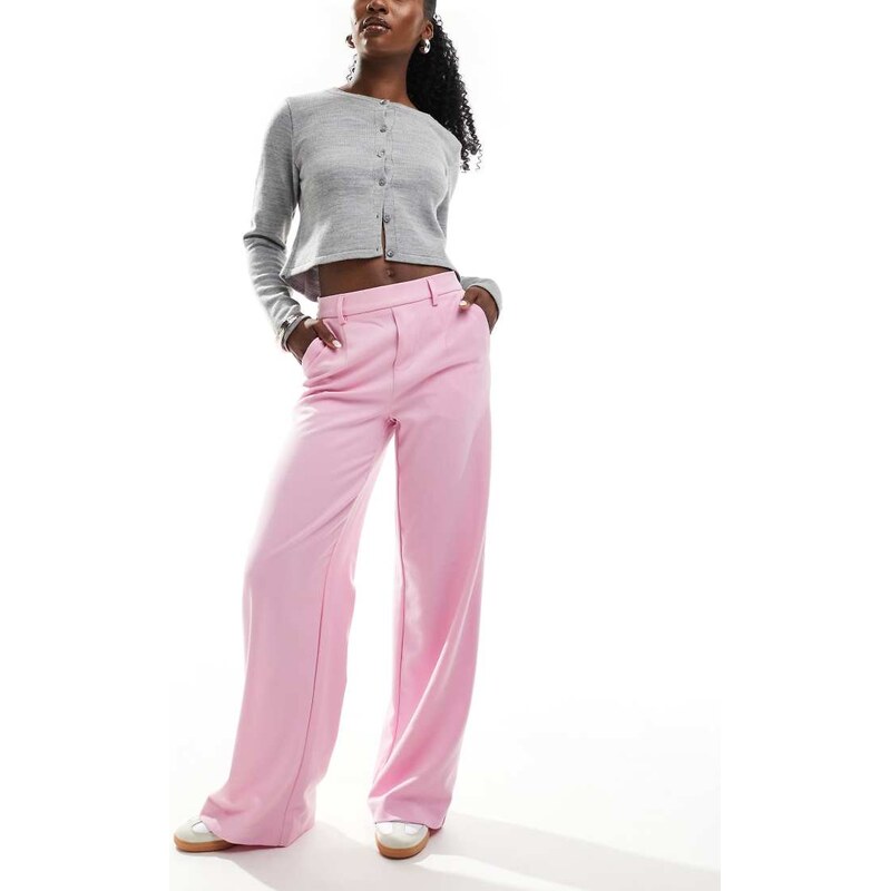 Object tailored wide leg trousers in pink 100126703