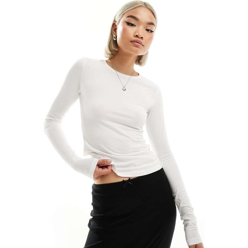 Weekday slim fit long sleeve t-shirt in white