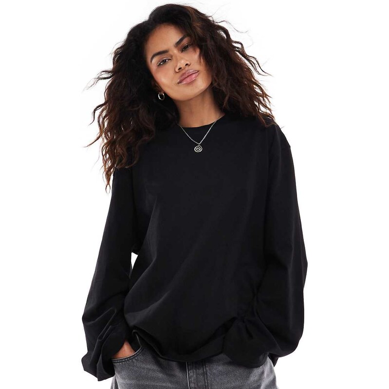 Weekday oversized long sleeve top in black 100243570