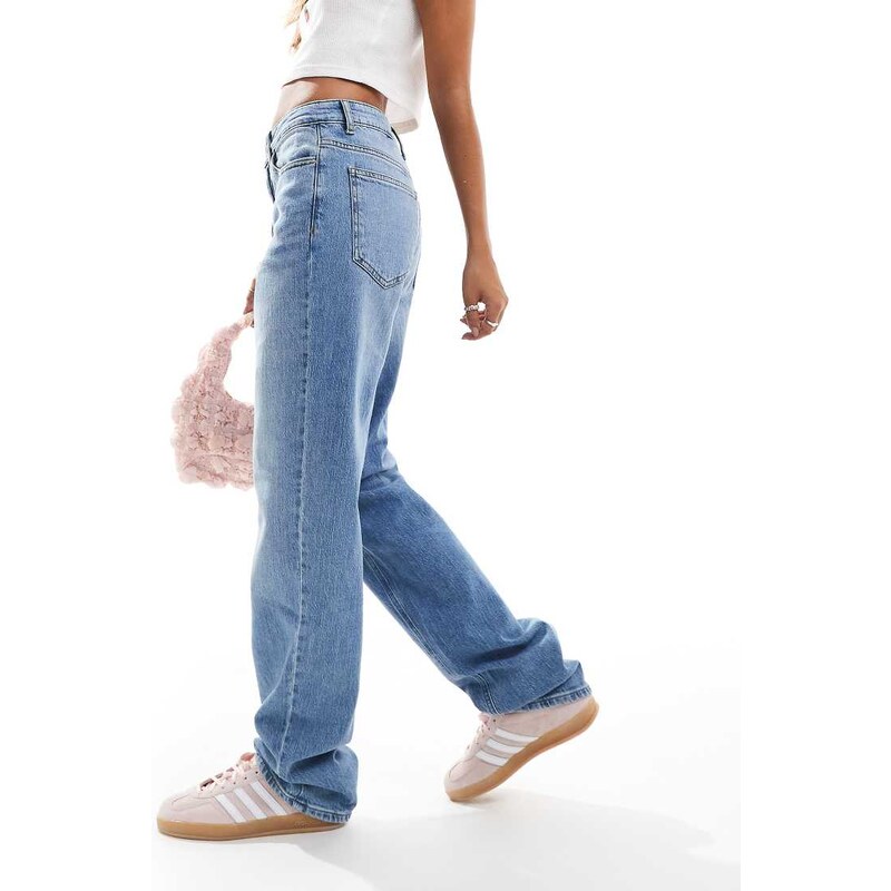 Vila Kelly high waisted wide leg jean in medium blue denim 100135393