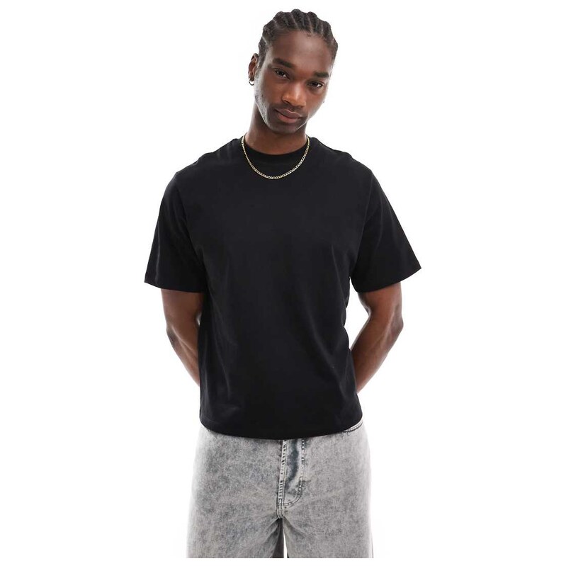 Reclaimed Vintage cropped boxy t-shirt in black