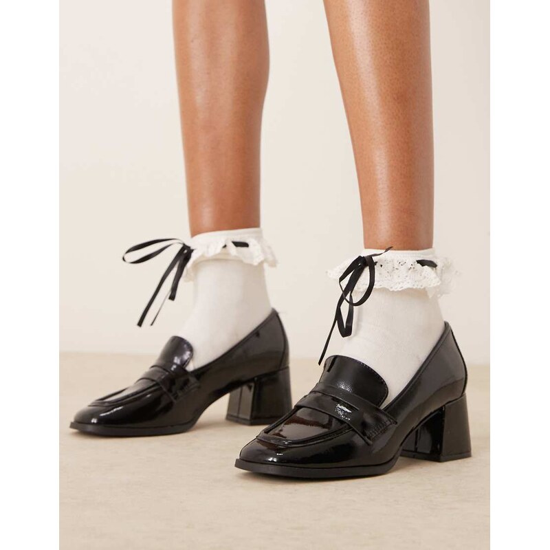 New Look heeled loafer in black 108514958