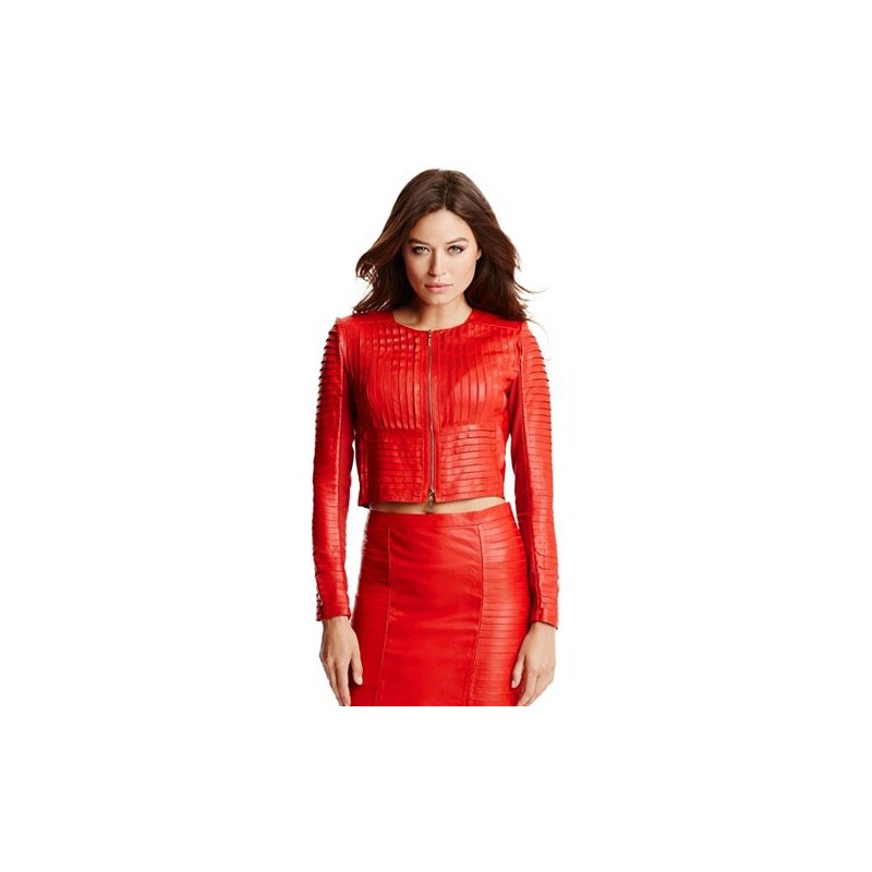 Kožená bunda Guess by Marciano Varenne Leather Skirt red hot