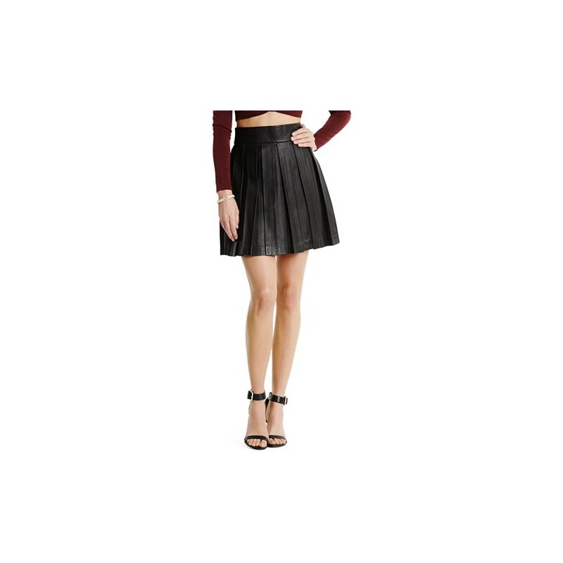 Kožená sukně Guess by Marciano Aurey Pleated Leather Skirt