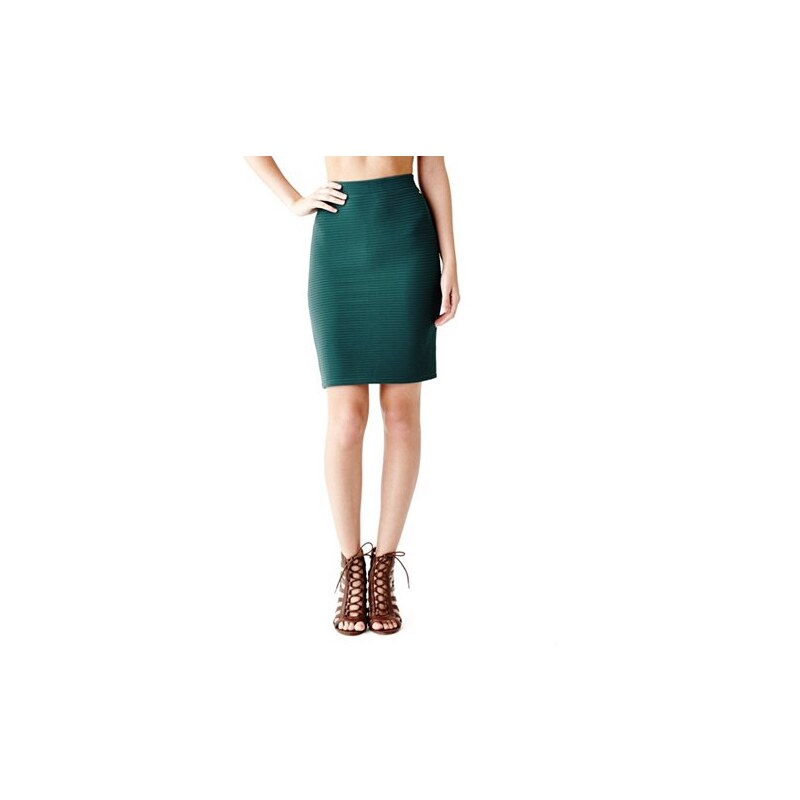 Sukně Guess Gail Ottoman Ponte Skirt dark green