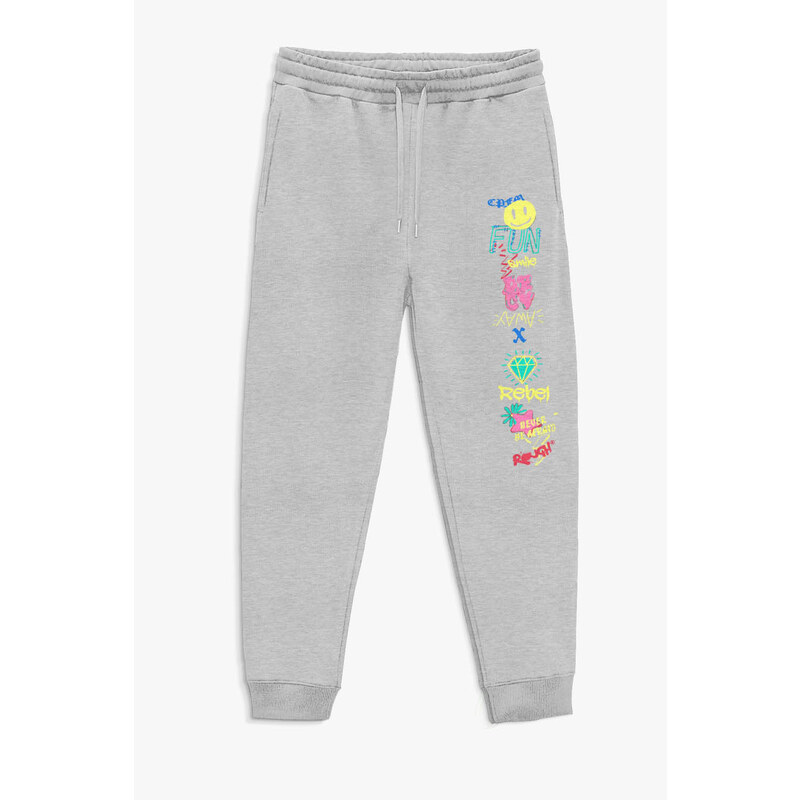 Tepláky Jogger , Barva Šedá, s Potiskem Fun Rebel