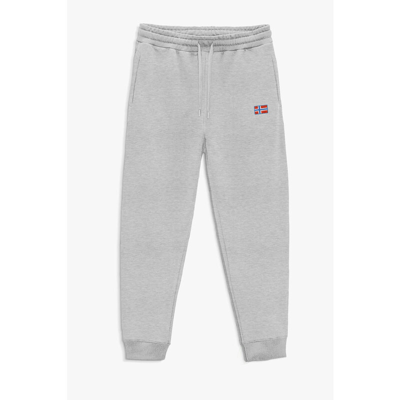 Tepláky Jogger , Barva Šedá, s Potiskem Norwegian Flag Minimal