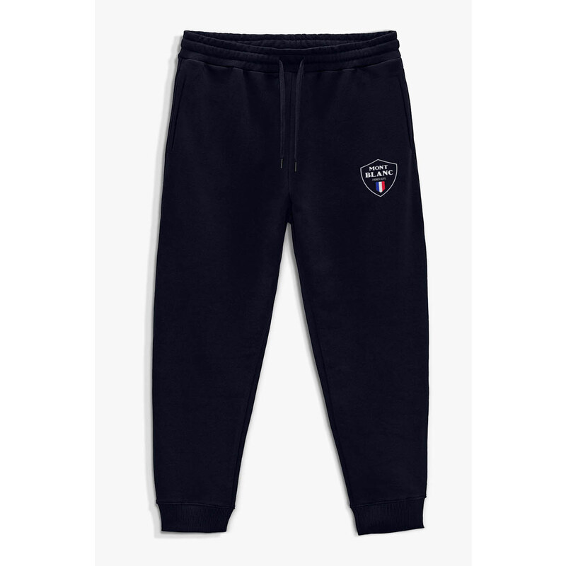 Tepláky Jogger , Barva Modrá, s Potiskem Mont Blanc Flag