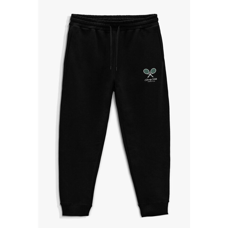 Tepláky Jogger , Barva Černá, s Potiskem Beverly Hills Club