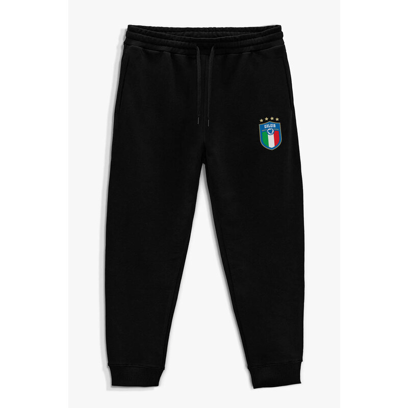 Tepláky Jogger , Barva Černá, s Potiskem Calcio