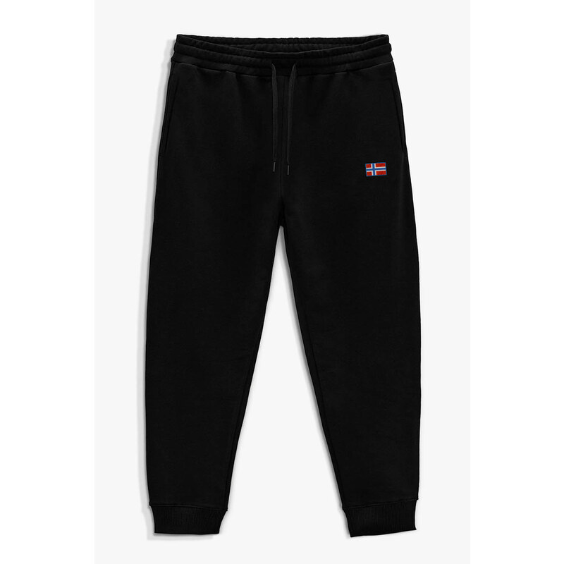 Tepláky Jogger , Barva Černá, s Potiskem Norwegian Flag Minimal