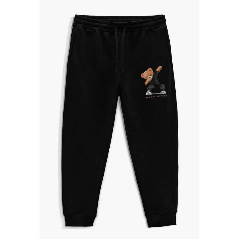 Tepláky Jogger , Barva Černá, s Potiskem Bad Boy Dubbing Teddy