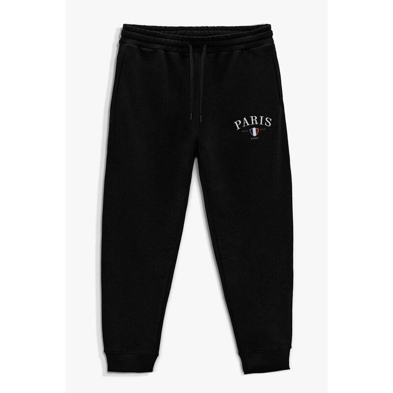 Tepláky Jogger , Barva Černá, s Potiskem Paris XXXIII