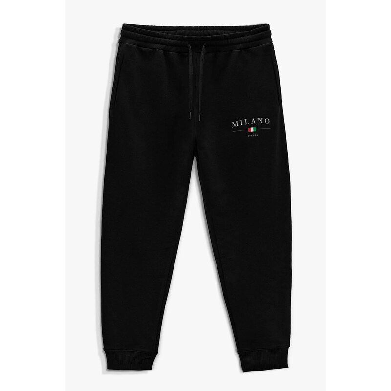 Tepláky Jogger , Barva Černá, s Potiskem Milano Italia