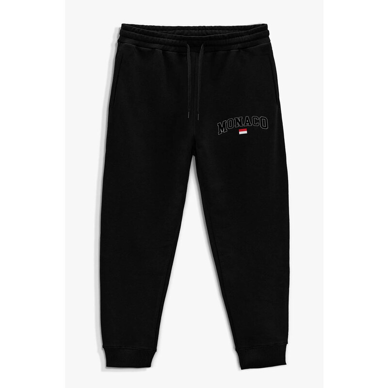 Tepláky Jogger , Barva Černá, s Potiskem Monaco Flag