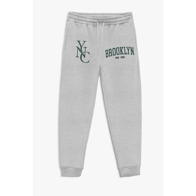 Tepláky Jogger , Barva Šedá, s Potiskem Brooklyn NYC