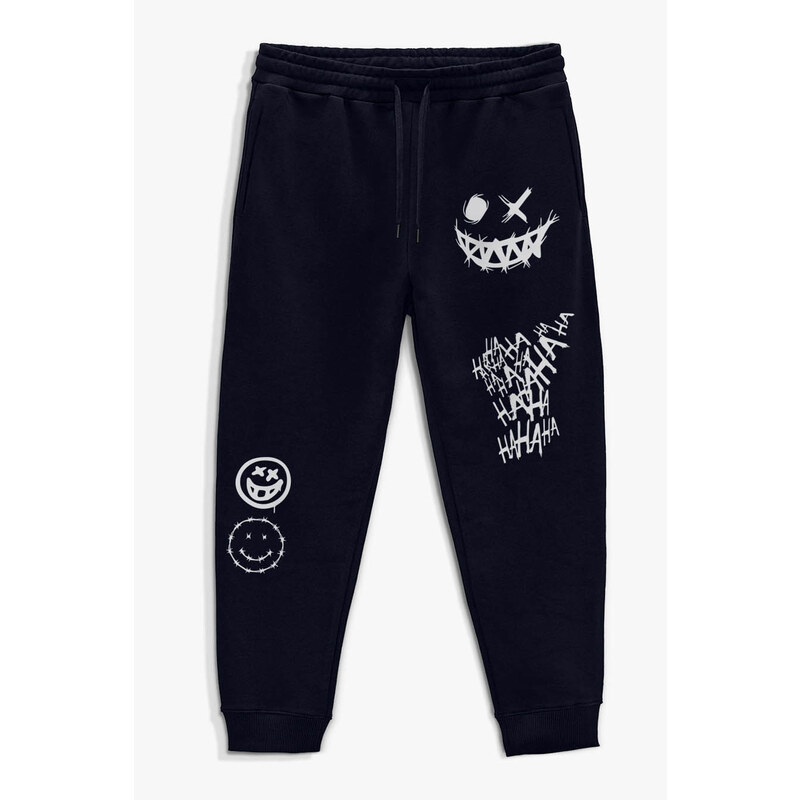 Tepláky Jogger , Barva Modrá, s Potiskem Why So Serious