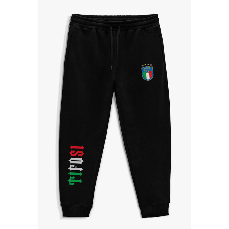 Tepláky Jogger , Barva Černá, s Potiskem Calcio