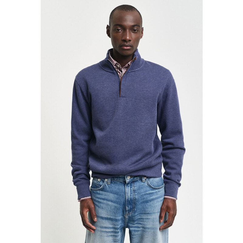 MIKINA GANT SACKER RIB HALF ZIP DARK JEANSBLUE MELANGE
