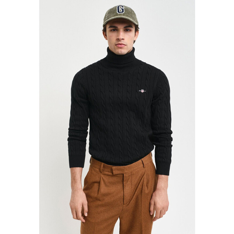 ROLÁK GANT COTTON CABLE TURTLE NECK BLACK