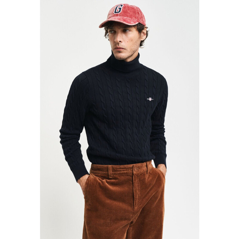 ROLÁK GANT COTTON CABLE TURTLE NECK EVENING BLUE