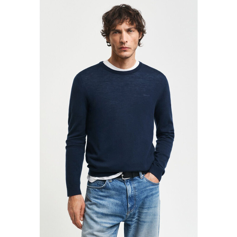 SVETR GANT EXTRAFINE MERINO WOOL C-NECK MARINE