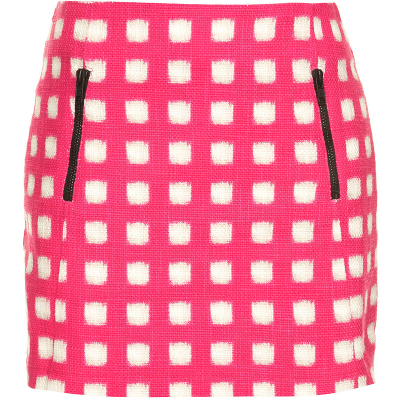 Topshop Fuzzy Grid Zip Pelmet Skirt
