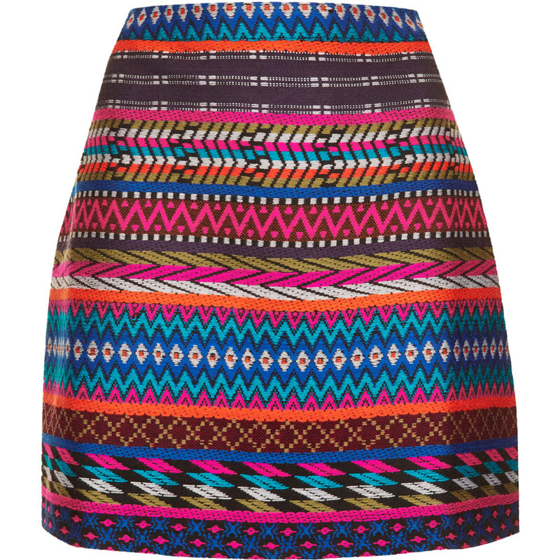 Topshop Patterned Blanket Aline Skirt