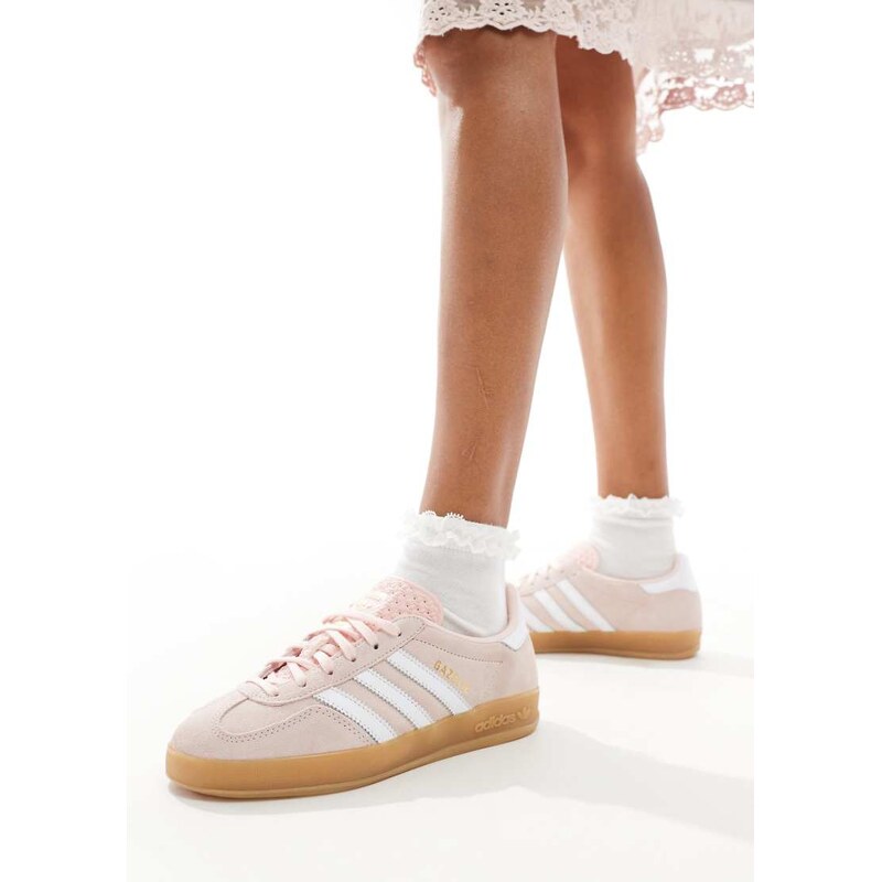 adidas Originals Gazelle Indoor trainers in pale pink with gum