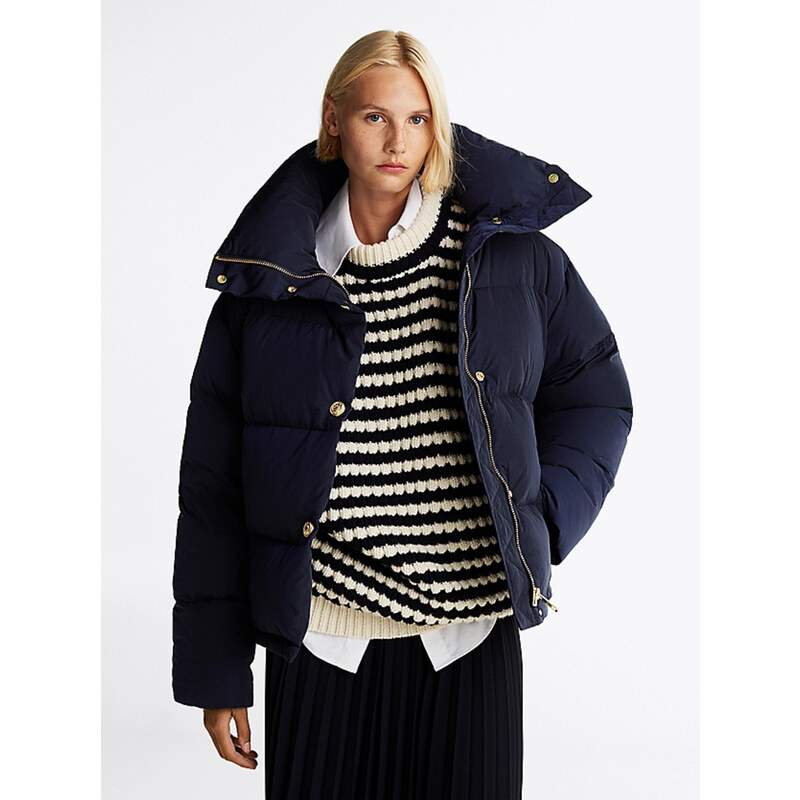 Tommy Hilfiger dámská tmavě modrá péřová bunda