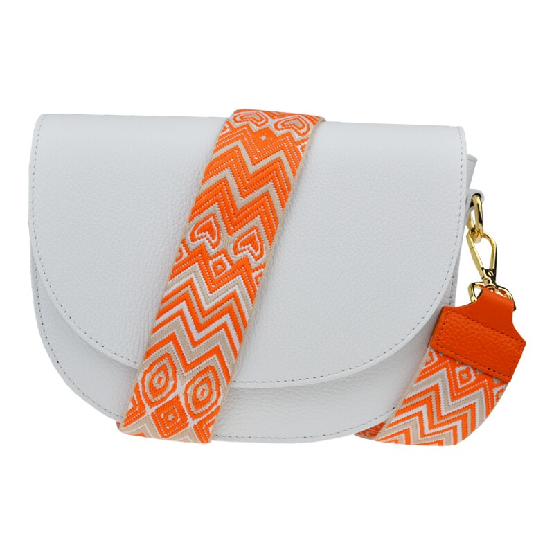 Bílá kožená italská crossbody kabelka Ramona Bianca s přídavným