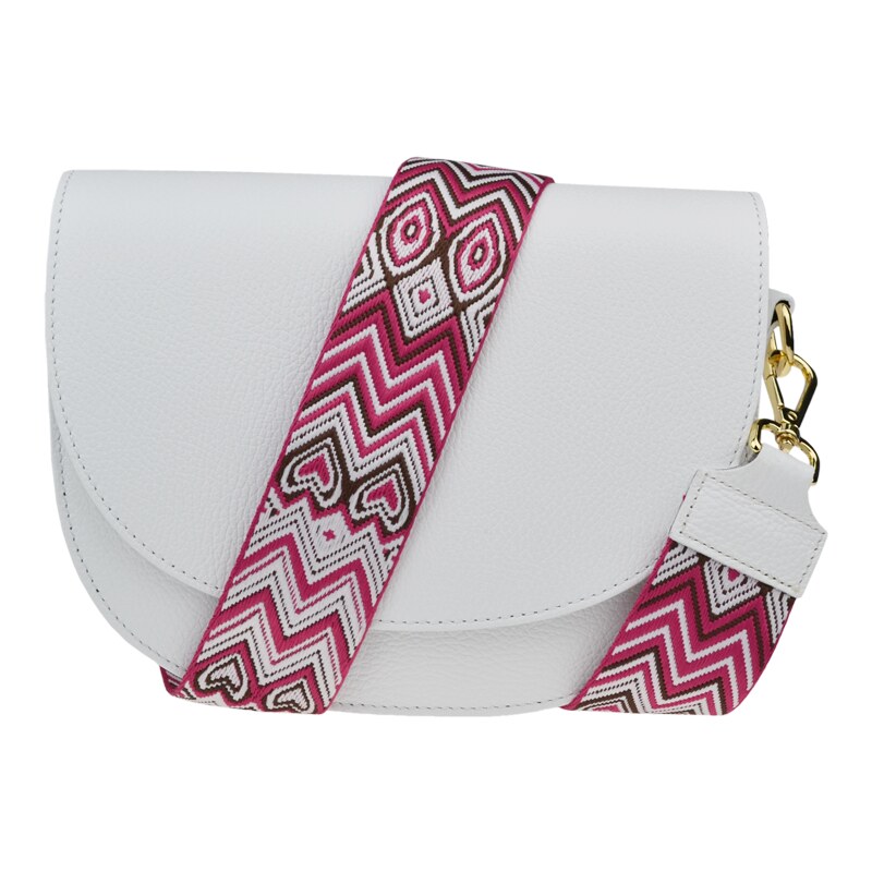 Bílá kožená italská crossbody kabelka Ramona Bianca s přídavným 100212674