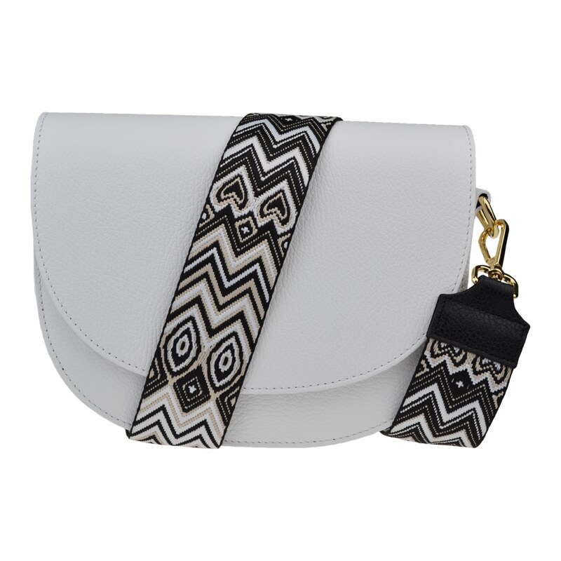 Bílá kožená italská crossbody kabelka Ramona Bianca s přídavným 100212675