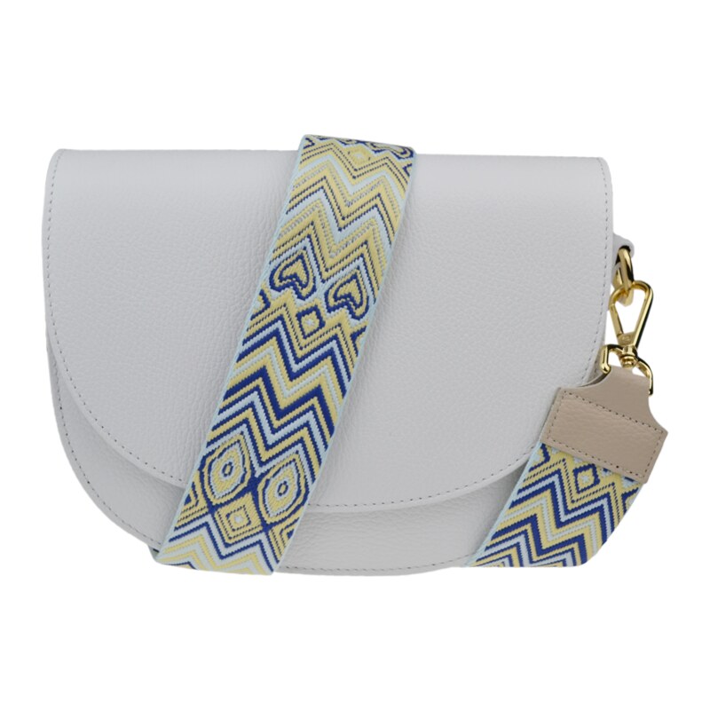 Bílá kožená italská crossbody kabelka Ramona Bianca s přídavným 100212676