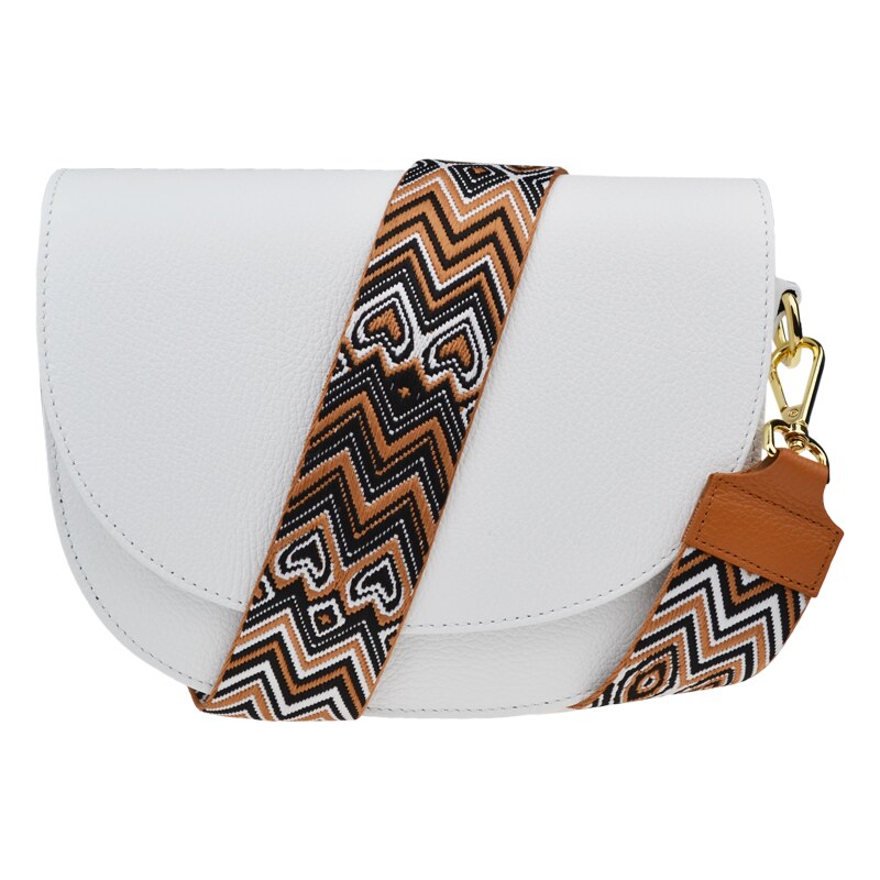 Bílá kožená italská crossbody kabelka Ramona Bianca s přídavným 100212677