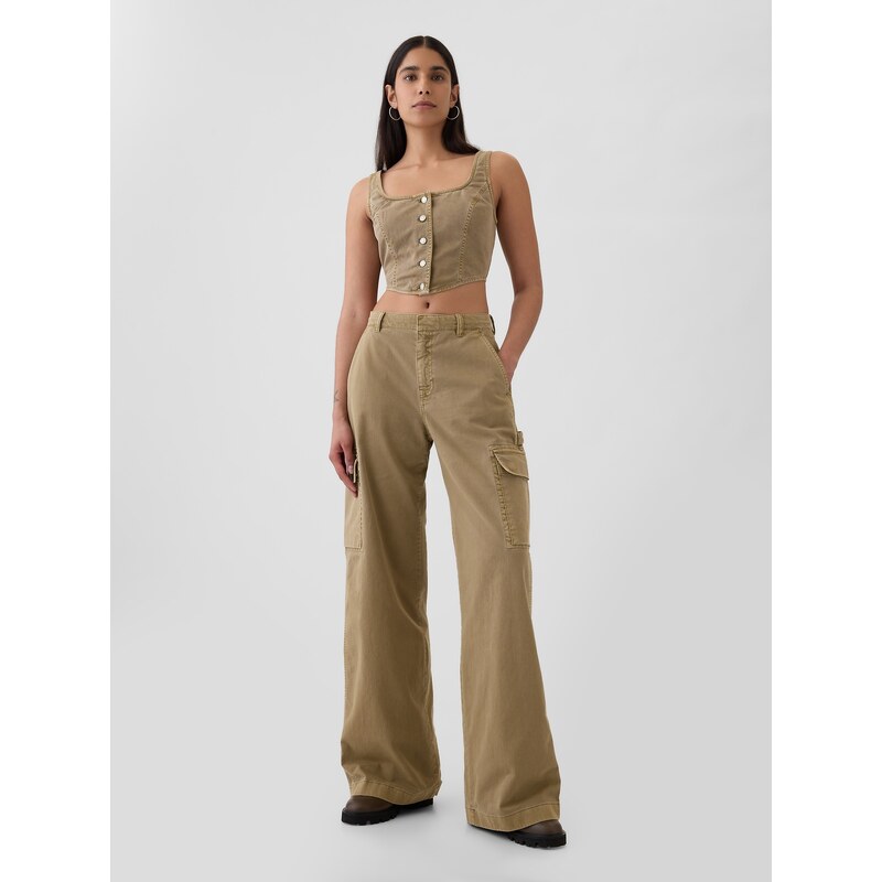 Dámské Kalhoty s kapsami Baggy Khaki Cargo GAP 518140-02 109644468