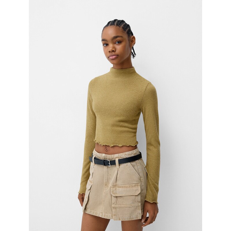 Bershka Svetr olivová