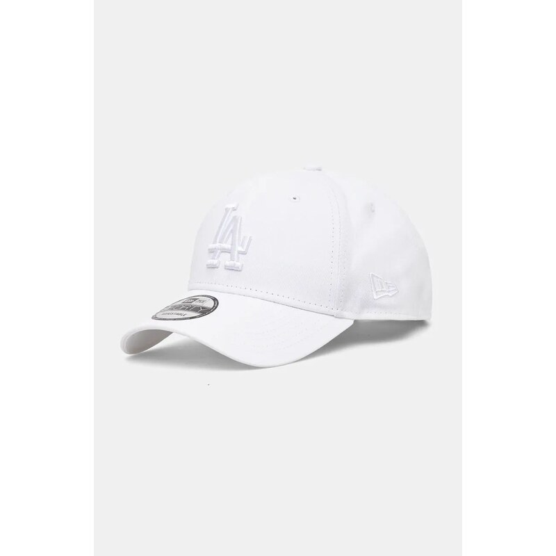 Bavlněná baseballová čepice New Era LEAGUE ESSENTIAL 9FORTY LOS ANGELES DODGERS bílá barva, s aplikací, 60471461