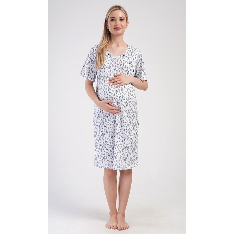 Vienetta Dámská noční košile mateřská Flowers - modrá 100240703
