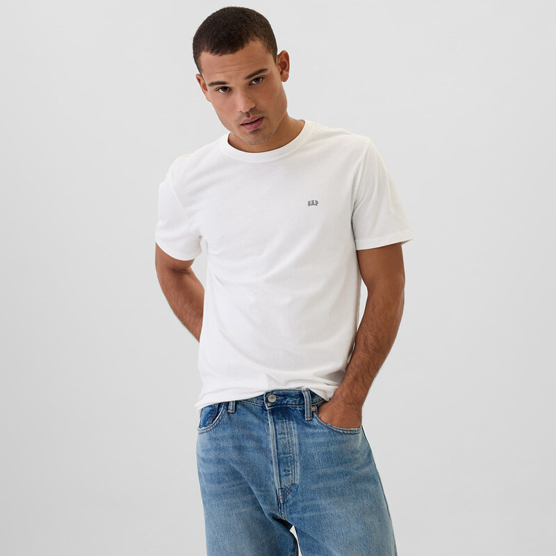 Tričko GAP Micro Logo Crew White Global S