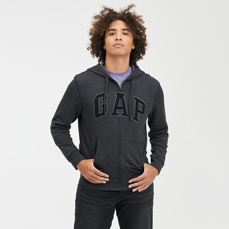 Mikina GAP Logo Fullzip Hoodie New Charcoal Grey S