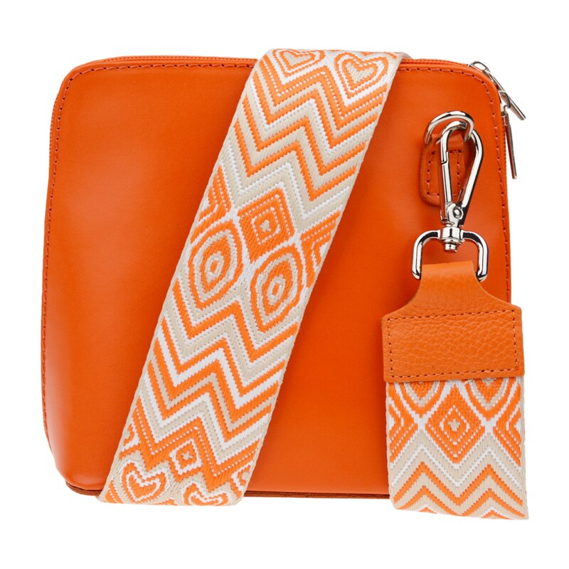 Oranžová kožená italská crossbody kabelka Grana Arancione s