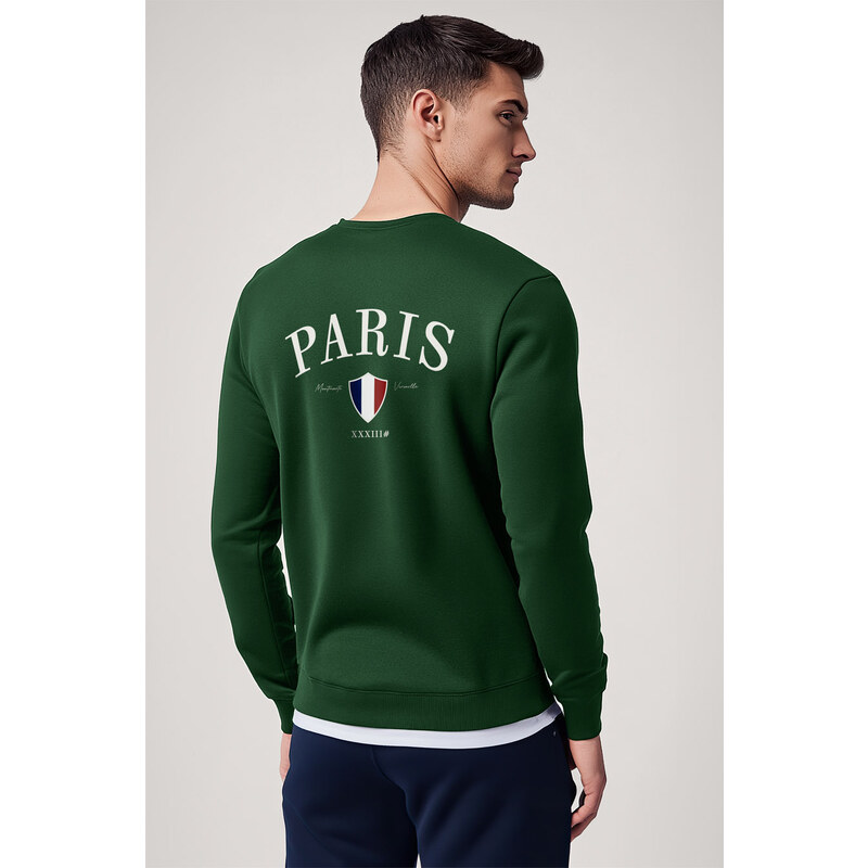 Mikina, Barva Zelená, s Potiskem Paris XXXIII Bold