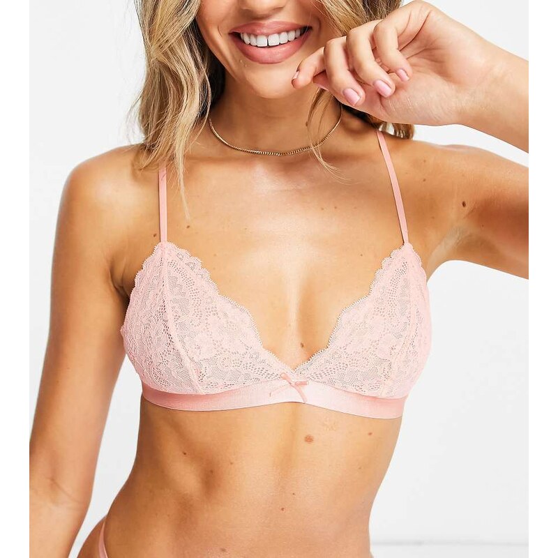 Dorina Exclusive Peony lace non padded triangle bralette in pink 114930012