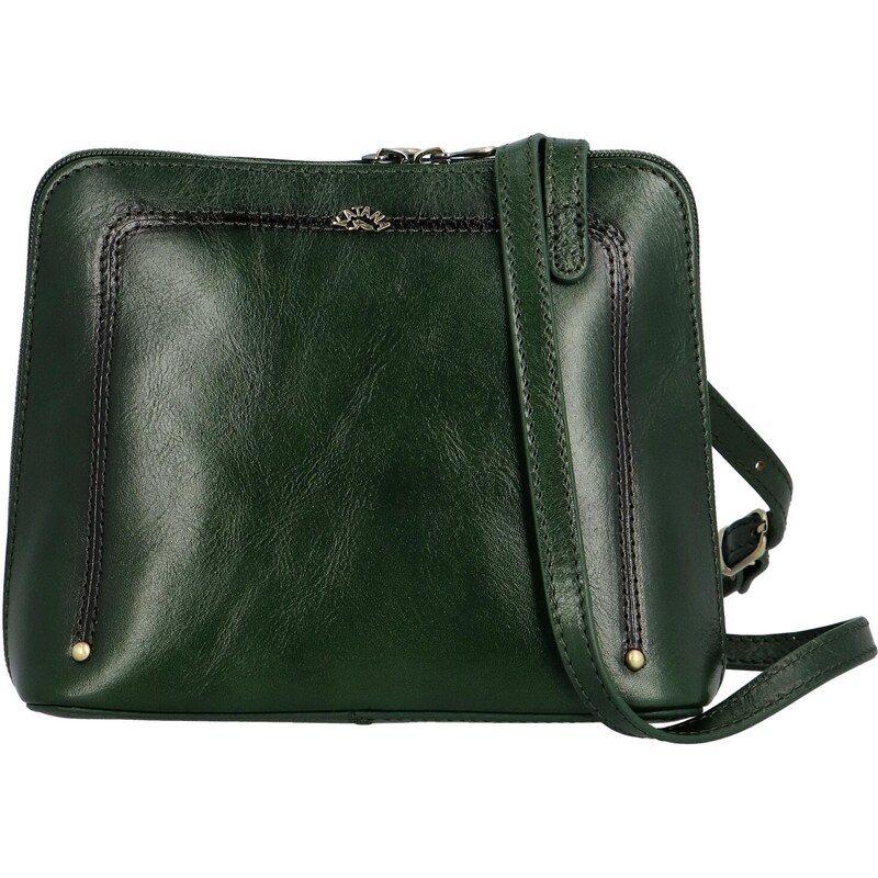 Luxusní dámská kožená crossbody Katana Rebora, tmavě zelená