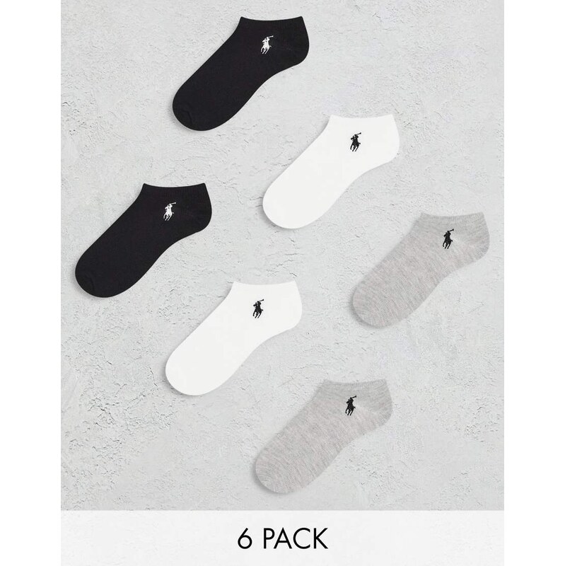 Polo Ralph Lauren 6 pack logo low trainer socks in multi