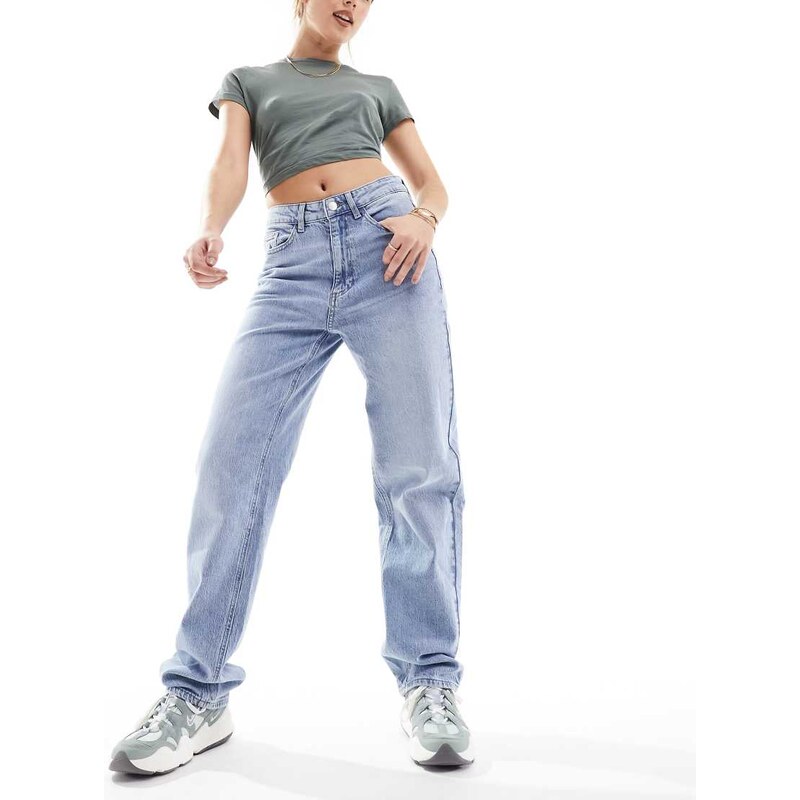 Vila high waisted wide leg jeans in light blue wash