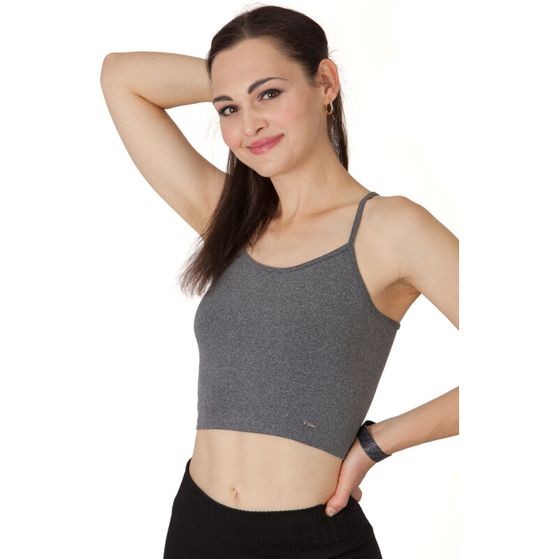 Dámský krátký top BECROP šedý - Goldbee 100296272